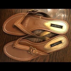 Dolce & Gabbana brown leather flat sandal Sz7/ -37